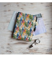 Leather tropical print notebook cover A5