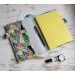 Leather tropical print notebook cover A5