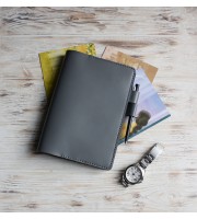 Dark gray leather A5 Hobonichi Cousin cover