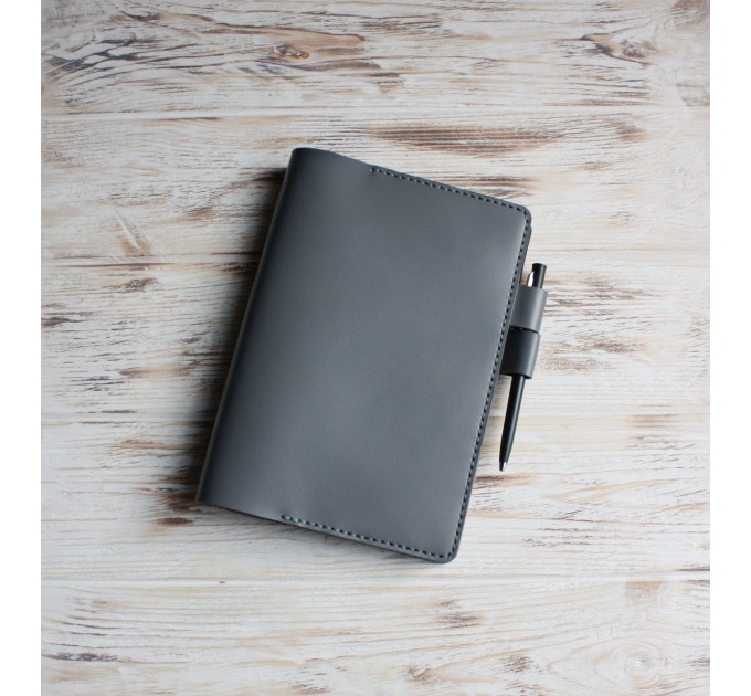 Dark gray leather A5 Hobonichi Cousin cover