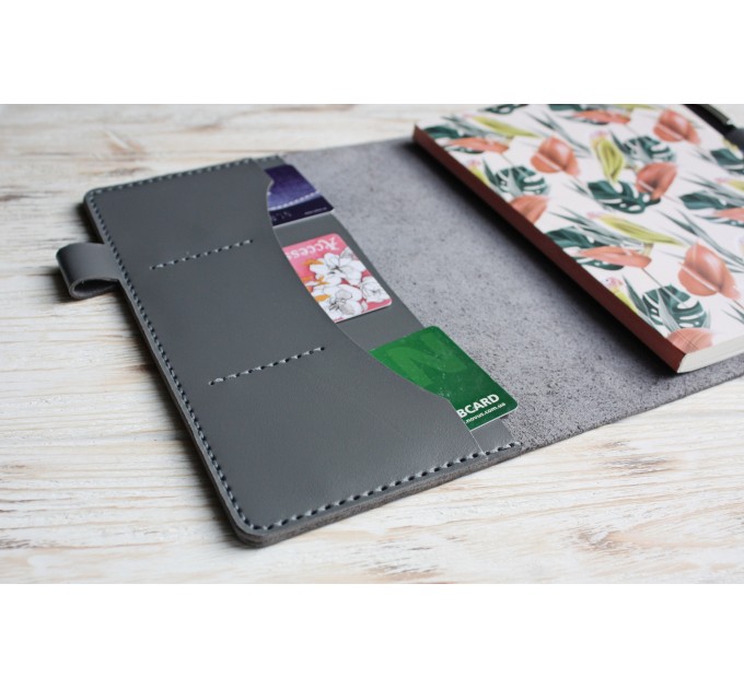 Dark gray leather A5 Hobonichi Cousin cover