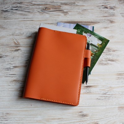 Orange leather Hobonichi A5 cover