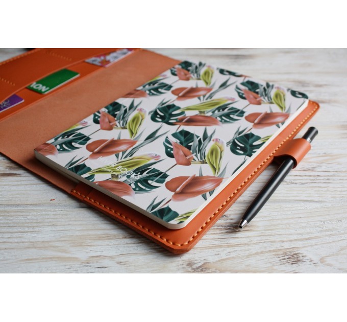 Orange leather Hobonichi A5 cover