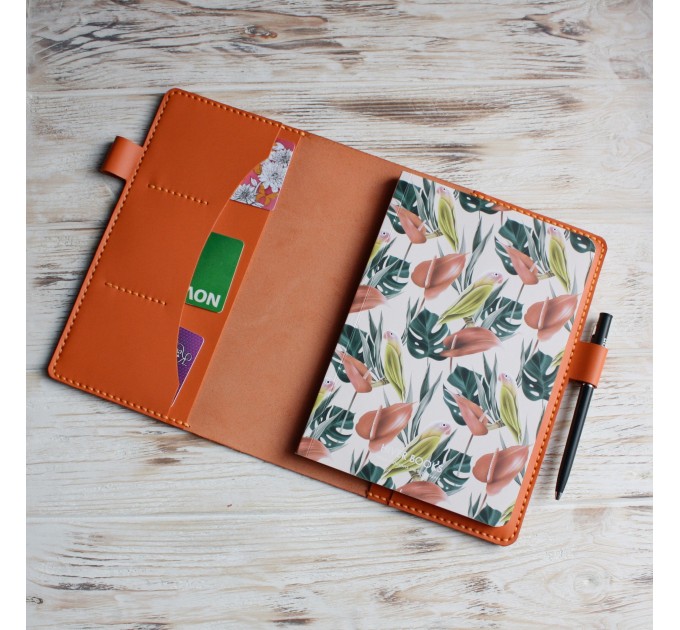 Orange leather Hobonichi A5 cover