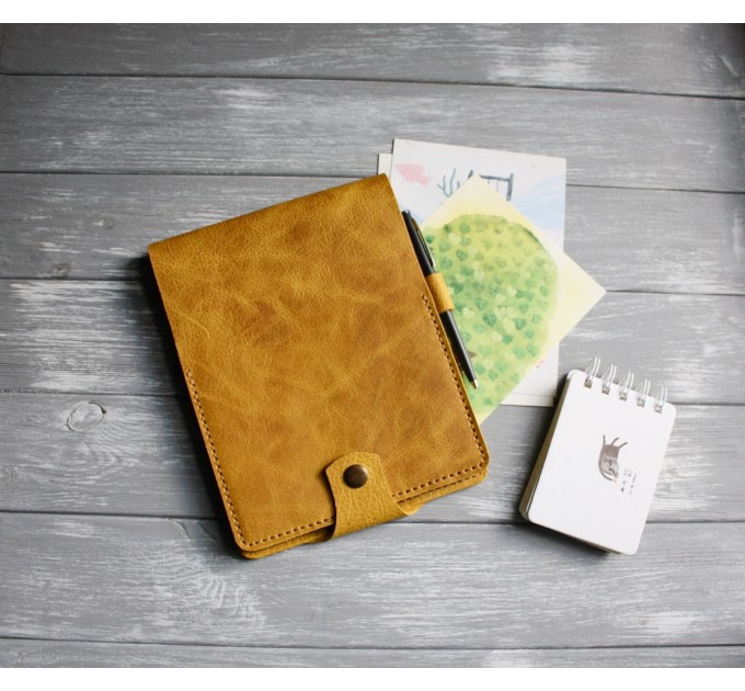 Yellow leather Rhodia notebook cover