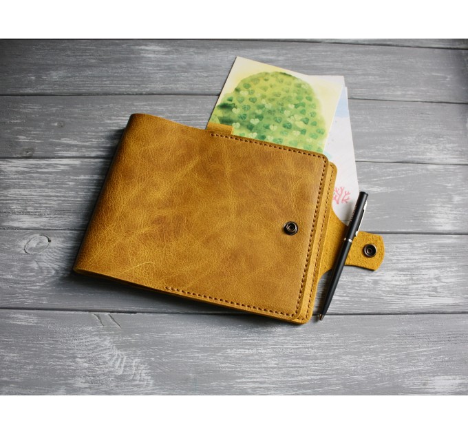Yellow leather Rhodia notebook cover