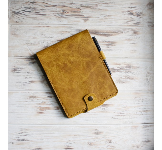 Yellow leather Rhodia notebook cover