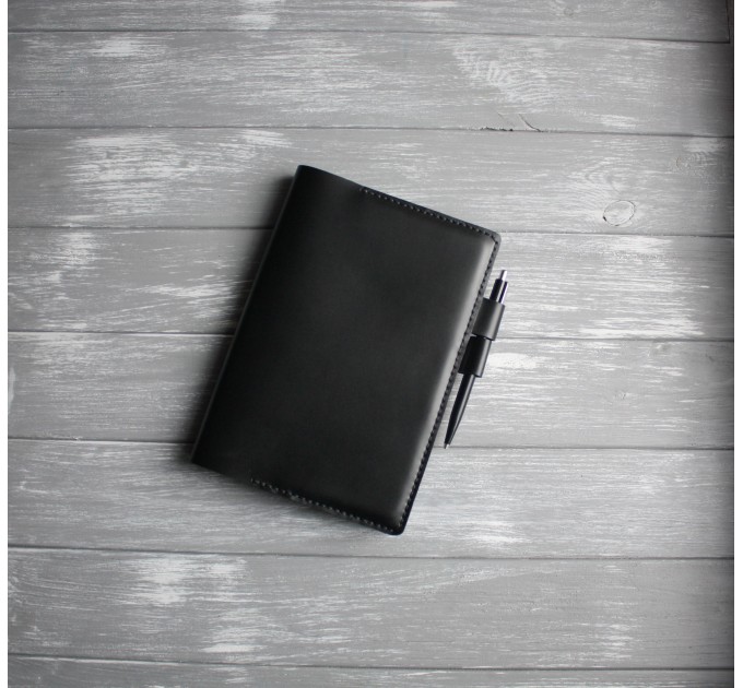 Black leather planner cover A5