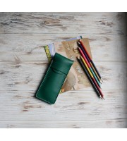 Green leather flat pen sleeve