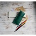 Green leather flat pen sleeve