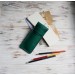 Green leather flat pen sleeve
