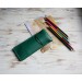 Green leather flat pen sleeve