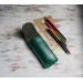 Green leather flat pen sleeve