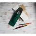 Green leather flat pen sleeve