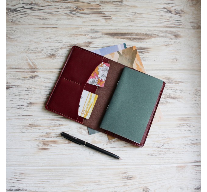 Burgundy leather field notes cover