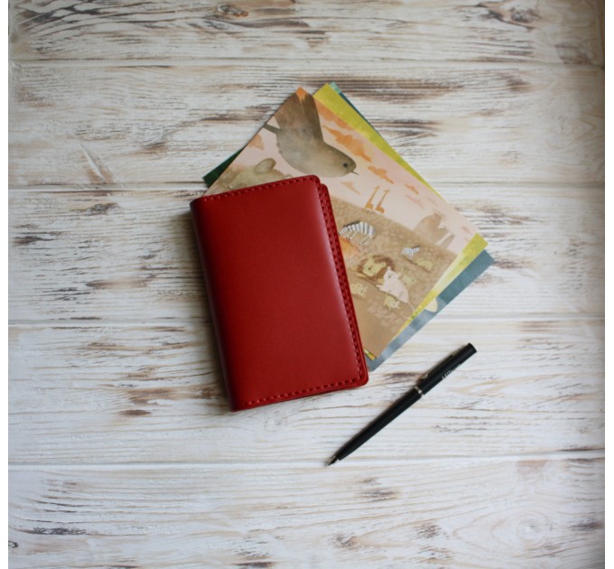 Red leather field notes cover