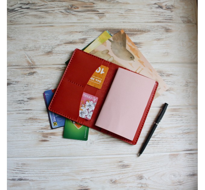 Red leather field notes cover