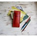 Red leather flat pencil holder