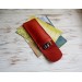 Red leather flat pencil holder