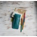 Red leather flat pencil holder