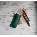 Red leather flat pencil holder