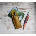 Red leather flat pencil holder