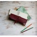 Minimalist burgundy leather wrap pencil pouch
