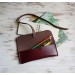 Minimalist burgundy leather wrap pencil pouch
