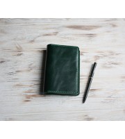 Green leather field notes cover