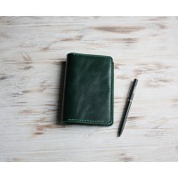 Green leather field notes cover