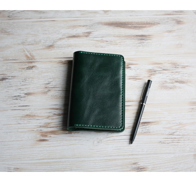 Green leather field notes cover