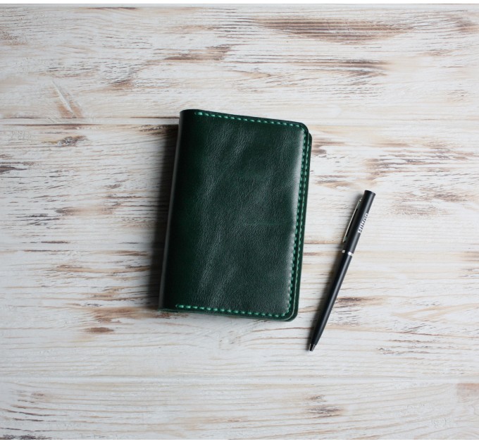 Green leather field notes cover