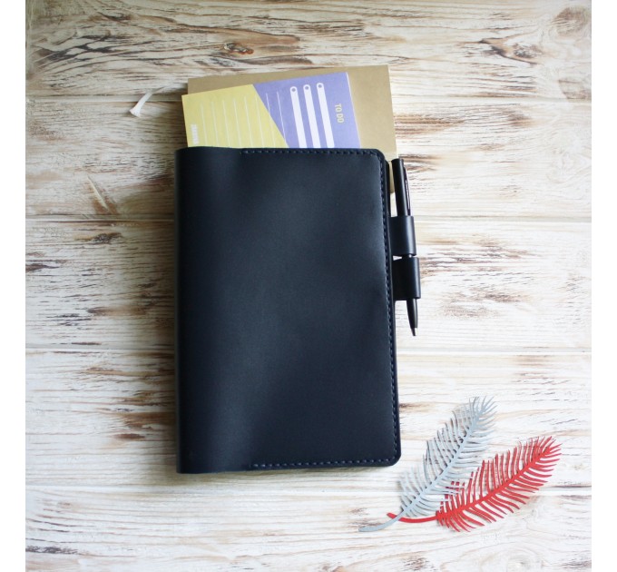 Navy blue leather A5 Hobonichi cover