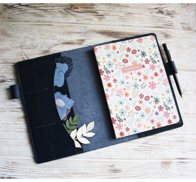 Navy blue leather A5 Hobonichi cover
