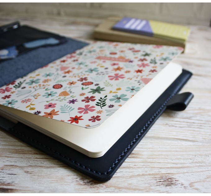 Navy blue leather A5 Hobonichi cover