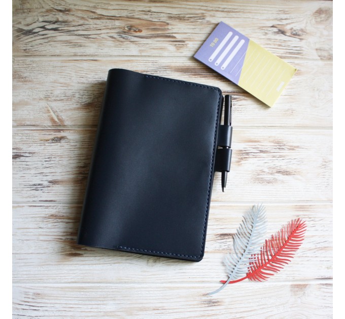 Navy blue leather A5 Hobonichi cover