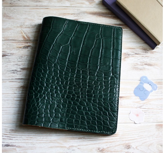 Green croco leather Hobonichi cover A5