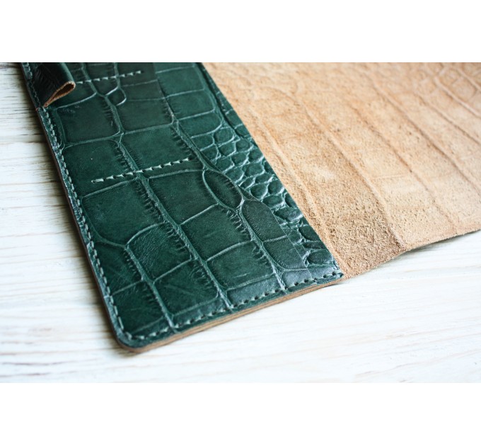 Green croco leather Hobonichi cover A5