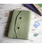Light olive croco trifold leather Hobonichi cover A5