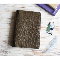 Khaki croco leather Hobonichi cover A5