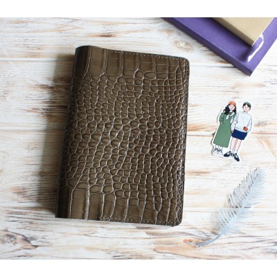 Khaki croco leather Hobonichi cover A5