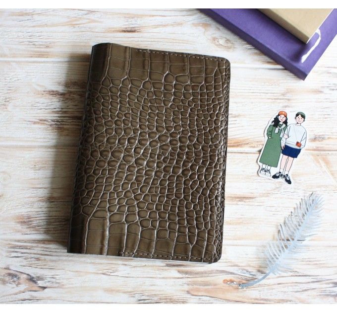 Khaki croco leather Hobonichi cover A5