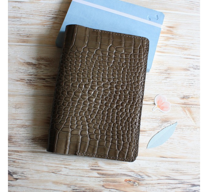 Khaki croco leather Hobonichi cover A5