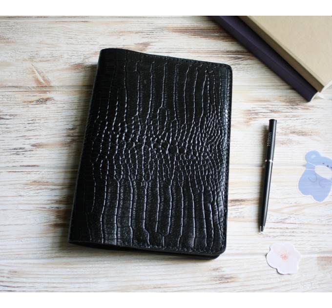 Black croco leather Hobonichi cover A5