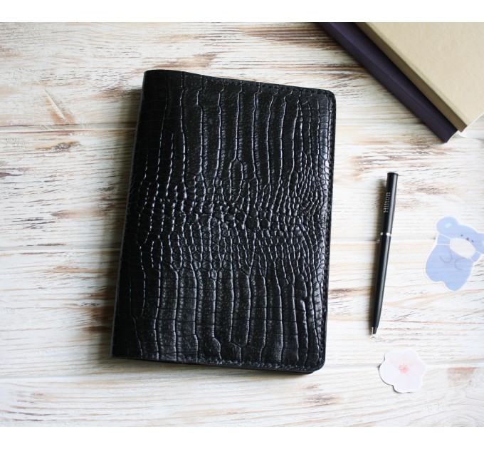 Black croco leather Hobonichi cover A5