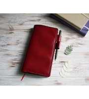 Cranberry red leather Hobonichi Weeks cover