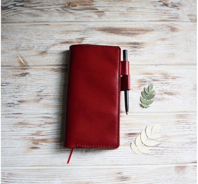 Cranberry red leather Hobonichi Weeks cover