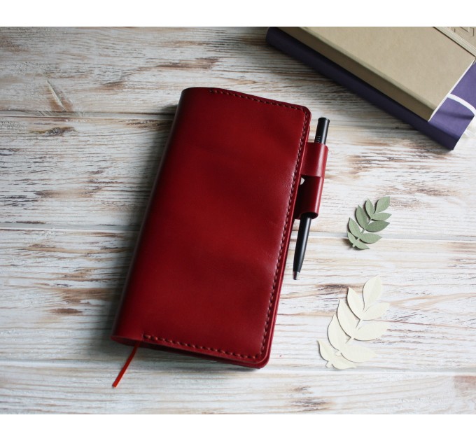Cranberry red leather Hobonichi Weeks cover