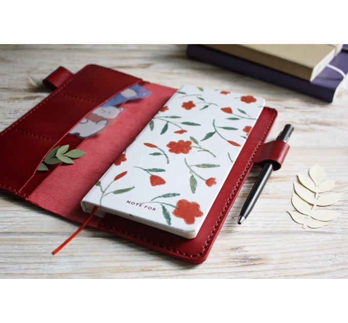 Cranberry red leather Hobonichi Weeks cover