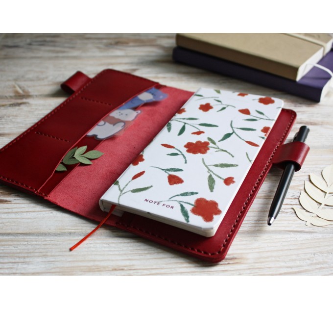 Cranberry red leather Hobonichi Weeks cover